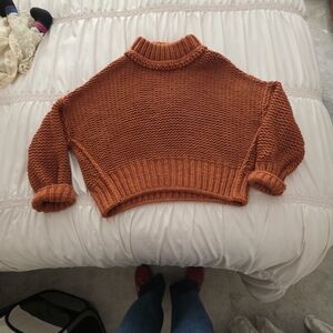 Free People Rust Knit Turtleneck Sweater